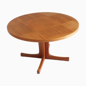 Tavolo da pranzo vintage rotondo allungabile in teak, Danimarca, anni '60