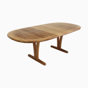 Vintage Danish Oval Extendable Dining Table in Wood from Möbelfabrik Holstebro, 1960s