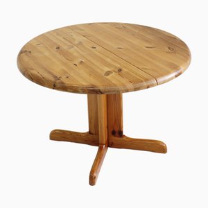 Vintage Danish Round Extendable Dining Table in Pine, 1960s