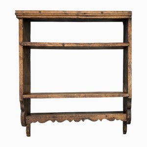 Rustic Wall Mounted Wooden Shelves, 1930s