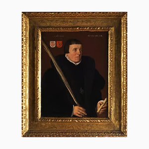 Jan Van Scorel, Portrait of a Member of the Brotherhood of Jerusalem, Oil on Panel, 16th Century, Framed