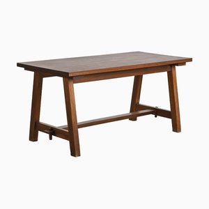 Mahogany Dining Table and Benches, France, 1960s, Set of 3