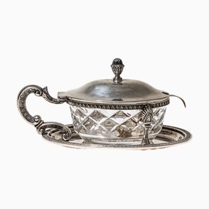 Boîte en Argent avec Cuillère, 19ème Siècle, Set de 2