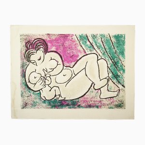 Giovanni Majoli, Madre nuda con bambino che allatta al seno, 1971, Litografia grande
