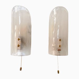 Wandlampen aus Messing & mundgeblasenem Glas von JT Kalmar, Österreich, 1960er, 2er Set
