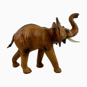 Vintage Leather Elephant Sculpture, 1980s