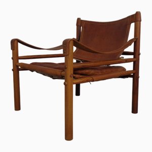 Sirocco Safari Chair in Rosewood and Leather by Arne Norell, Sweden, 1960s