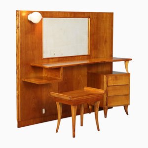 Vintage Dressing Table in Oak Veneer and Glass, 1960s