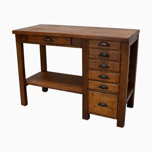 Vintage French Oak and Beech Workbench, 1930s