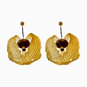 Golden Murano Glass Wall Lights from Barovier & Toso, Italy, 1960s, Set of 2