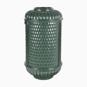 Parisian Public Trash Can in Green Enameled Cast Iron, 1970s