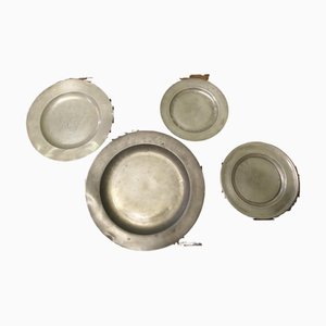 Sottopiatti antichi in peltro, Regno Unito, set di 4