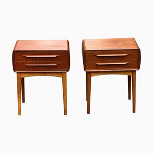 Comodini in teak con gambe in quercia attribuiti a Johannes Andersen, 1964, set di 2