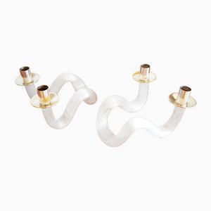 Portacandele Snake in vetro di Murano, anni '60, set di 2