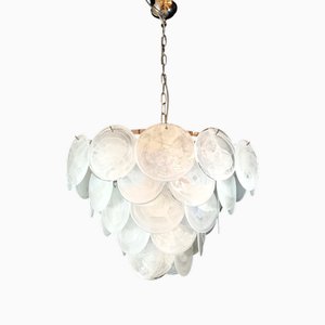 Vintage Alabaster Murano Disc Chandelier with Disc Glass, Venice, Italy, 1981