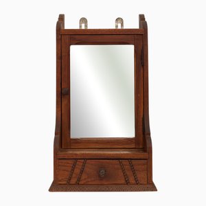 Mobiletto Art Deco in legno con specchio smussato, Francia, anni '20