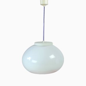 Large White Opaline Ceiling Lamp, Former Czechoslovakia, 1960s