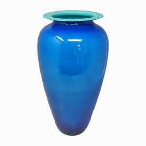 Handrafted Blue Murano Glass Vase by Ca Dei Vetrai, Italy, 1960s