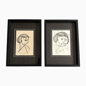 Siep Van Den Berg, Post-War Constructivist Artworks, 1955, Artworks on Paper, Framed, Set of 2