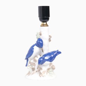 Vintage Porcelain Lamp Base with Kingfishers from Wagner & Apel, 1960s