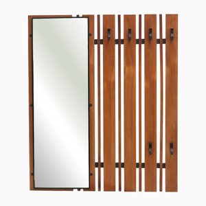 Vintage Wall Coat Rack with Mirror, 1960s