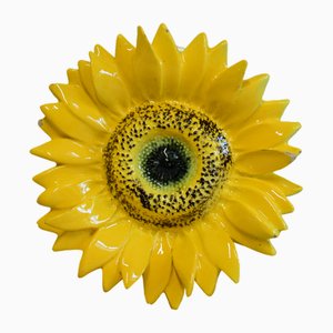 Antique French Majolica Sunflower Wall Pocket attributed to Delphin Massier, 1880s