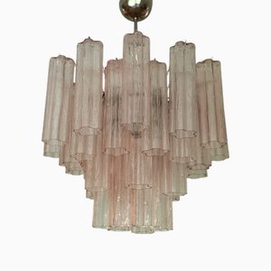 Lampadario in vetro di Murano rosa