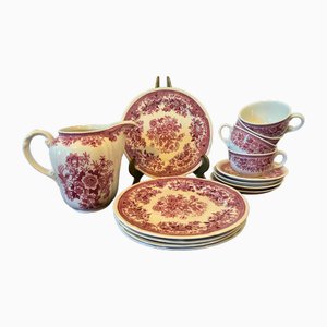 Service Fasan Mid-Century Rouge en Porcelaine de Villeroy & Boch, Allemagne, 1950s, Set de 13
