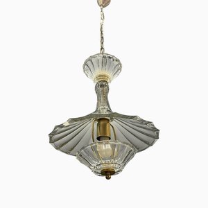 Vintage Hängelampe aus Kristallglas von Caldier, Italien, 1970er