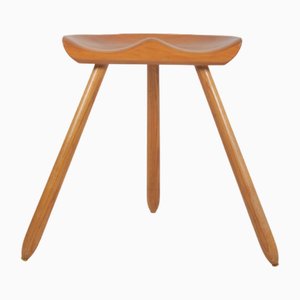 Denmark 3leg stool teak ① Set of 3 Post Modern Beige Danish Teak Bar Stools By DSCAN