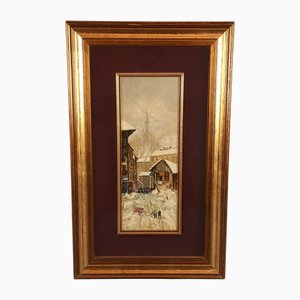 Augusto Alvino, Milan Cathedral, 1950s, Oil Painting on Canvas, Framed