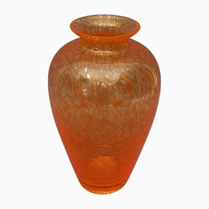 Transparent Orange Spotted Murano Glass Vase, 1970s
