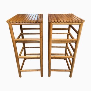 Hohe Vintage Barhocker aus Bambus, 1970er, 2er Set