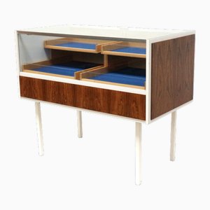 Bancone vintage in vetro con cassetti, anni '70