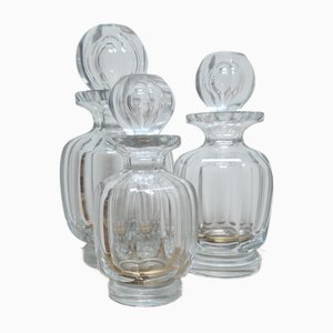 Flacons de Parfum Malmaison Plats en Cristal Clair avec Bouchons de Baccarat, 1940s, Set de 3