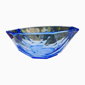 Art Deco Octagonal Blue Glass Platter, 1920s