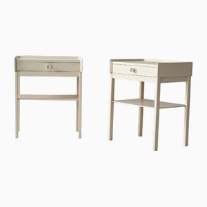 Tables de Chevet Scandinaves Laquées Blanches, 1960s, Set de 2