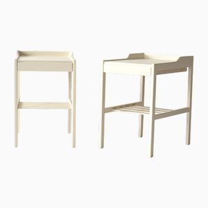 Tables de Chevet Blanches Scandinaves, 1950s, Set de 2