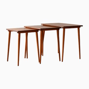 Skandinavische Couchtische mit Schiebesystem, 1950er, 3er Set