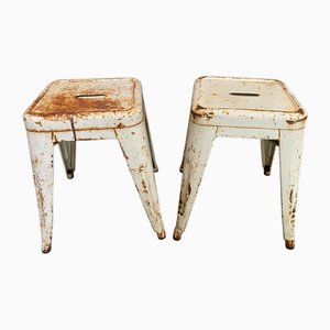 Industrielle Metallhocker von Xavier Pauchard für Tolix, 1950er, 2er Set