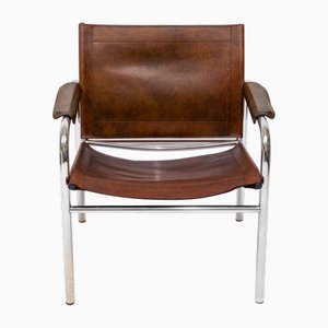 Fauteuil Easy en Cuir et Chrome attribué à Tord Björklund pour Ikea, 1980