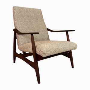 Butaca danesa tapizada de teca, años 60