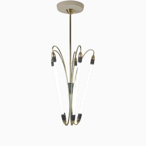 Neon and Brass Lamp, Germany, 1950s