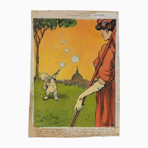 Gabriele Galantara, Vain Efforts, Mixed Media, 1909