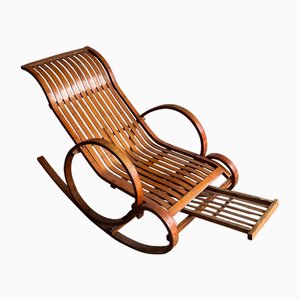 Vintage Holz Chaiselongue mit rundem Gestell