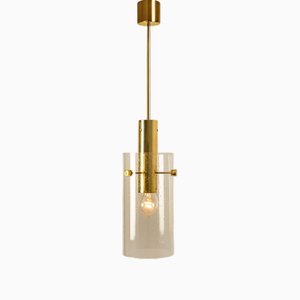 Large Brass and Glass Pendant from Glashütte Limburg, 1970s