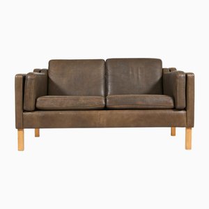 Divano a due posti in pelle di Vemb, anni '80