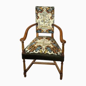 Antique Armchairs with Tapestry Upholstery, Set of 2