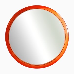 Mid-Century Modern Space Age Spiegel aus Orangefarbenem Holz von OW Hack, 1960er