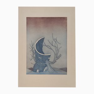 Jean Michel Folon, The Circular Ruins V, 1974, Etching